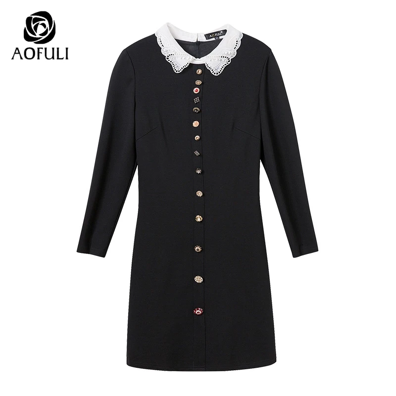 Платье AOFULI XL/2XL/3XL женское с кнопками Ретро стиль большие размеры Повседневное