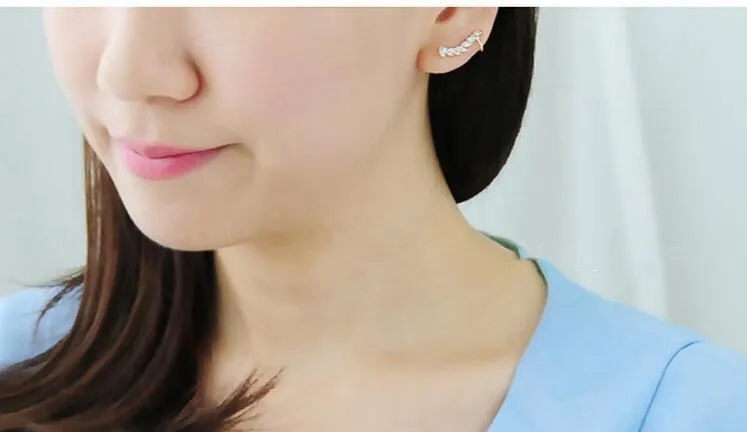 Серьги-клипсы в виде капли воды с кристаллами 2 шт.