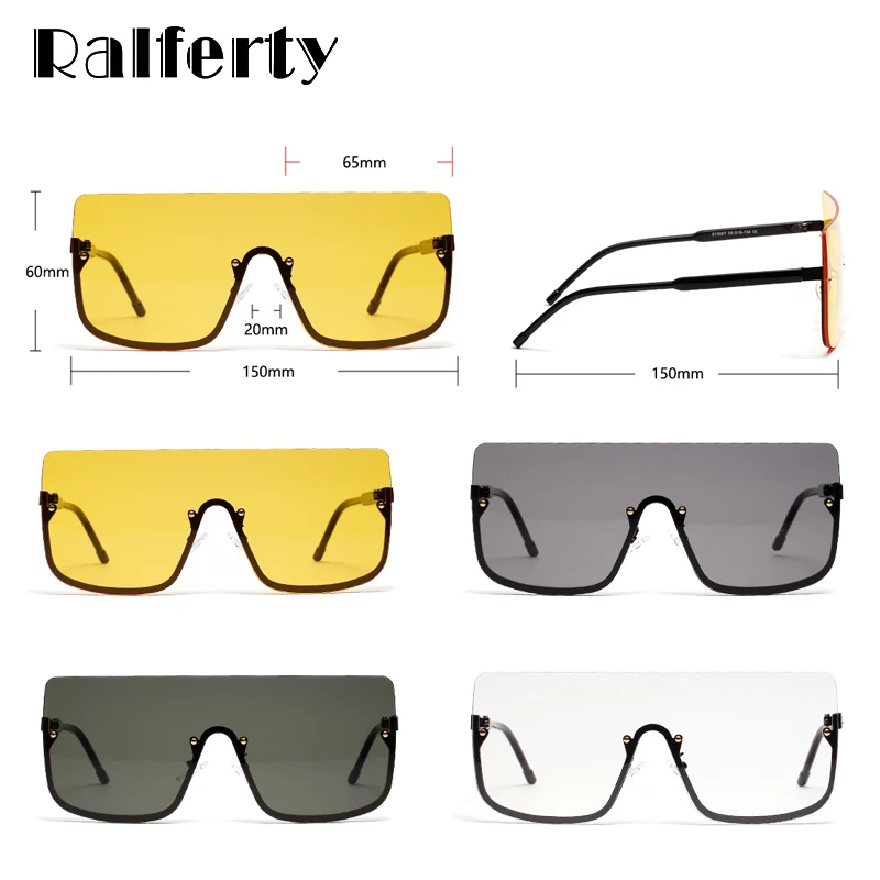 Женские и мужские солнцезащитные очки Ralferty большие UV400 серые W813067 2019|Женские очки|