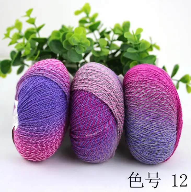 2 шт. Радужная шерстяная пряжа для ручного вязания Женский вязаный свитер шарф