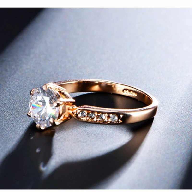 HOMOD 1.75ct AAA CZ Циркон Обручальные Кольца для женщин розовое золото цвет женские обручальные кольца Австрийские кристаллы ювелирные изделия Прямая поставка