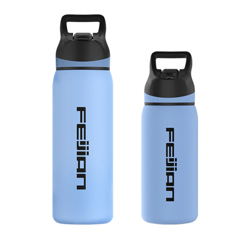 Портативный термос бутылка с соломенной крышкой рот вакуумной изоляцией двойной