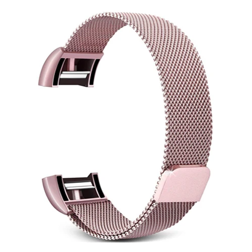 pink gold Хохлатая Миланская петля ремешок для часов для браслета FitBit Charge 2 Замена наручных часов браслет из нержавеющей стали ремень аксессуары - Цвет ремешка: pink gold