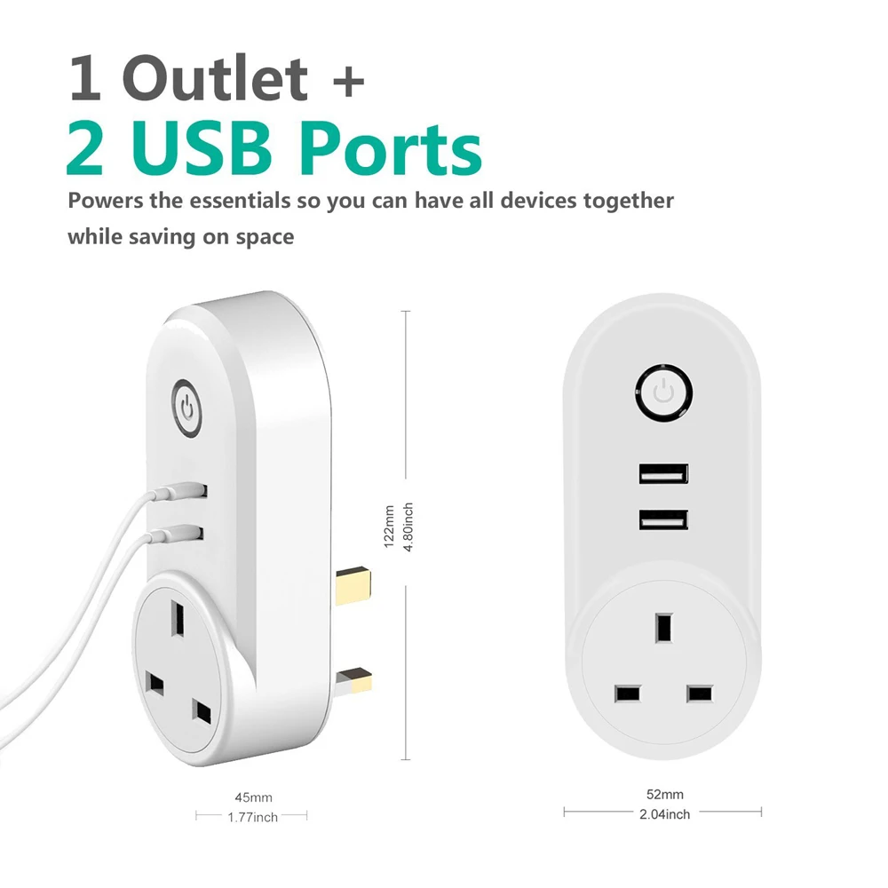 100 шт. Великобритания Smart Plug с двумя портами usb 10A домашняя Автоматизация Wi-Fi розетка Голосовое управление работа с Alexa IFTTT Google Home