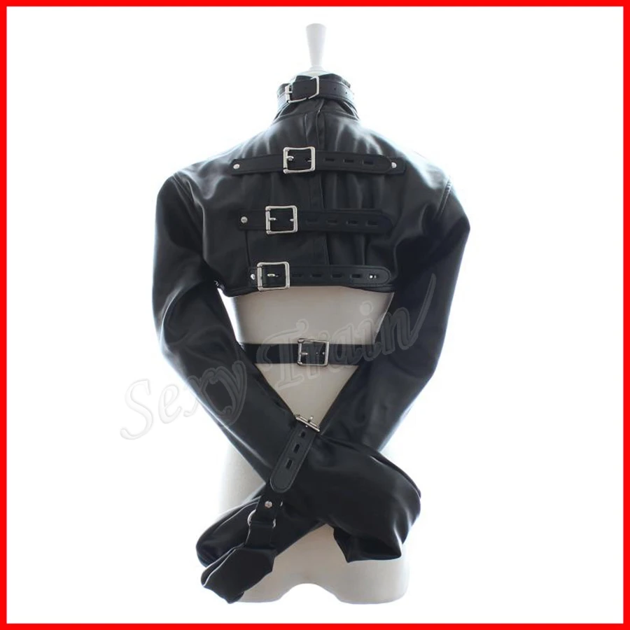 Женский Фетиш с длинным рукавом Открытый Кубок сдержанный Топ кожаный прямой