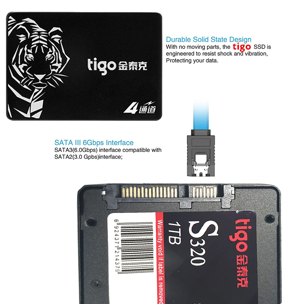 Tigo SSD 1 ТБ HDD 2 5 дюймов SATA 1024 Гб большой емкости Внутренний твердотельный