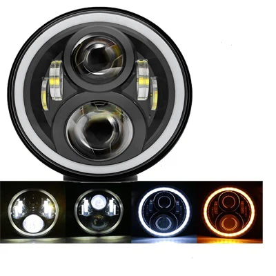1pcs 50W halo black Автомобильный светильник 7 дюймов головной светильник w/дневные ходовые огни для Jeep JK Lada 4x4 для suzuki samurai мотоцикл " Halo DRL светодиодный налобный фонарь - Цвет: 1pcs 50W halo black