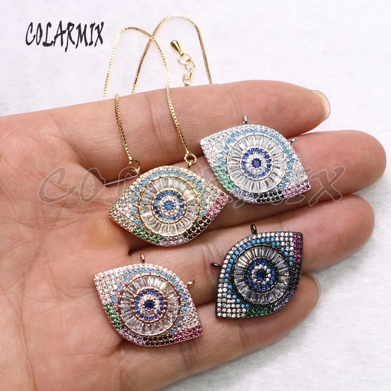 Ожерелье с большим кристаллом 5 нитей подвески аксессуары дьявольским глазом