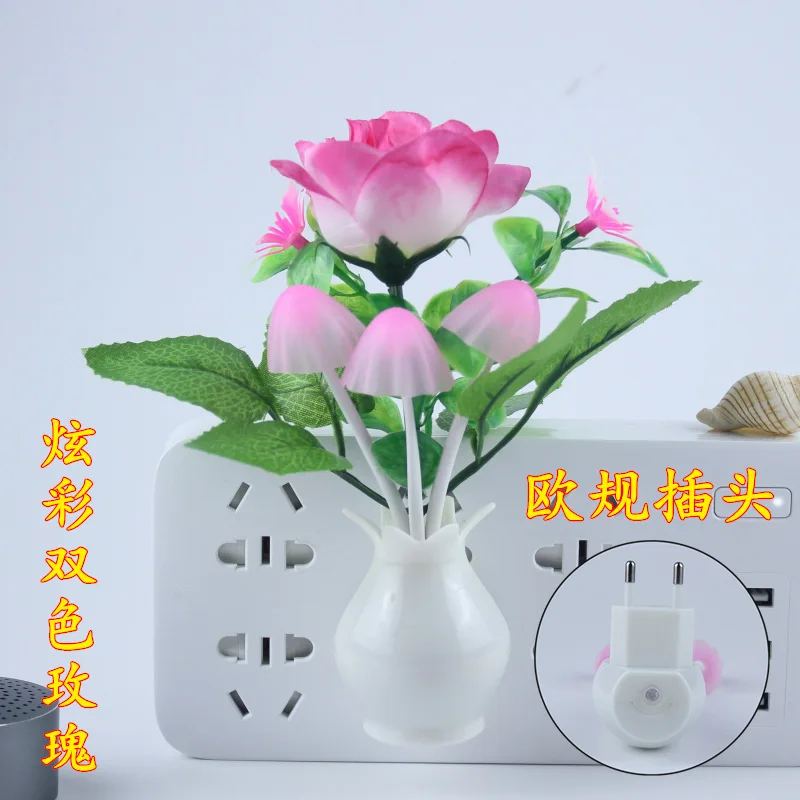 Two-tone rose Светодиодный светильник для ванной, кухни, прикроватный светильник с датчиком, светодиодный светильник с грибом, тюльпаном, цветком, ночной Светильник для домашнего декора - Испускаемый цвет: Two-tone rose