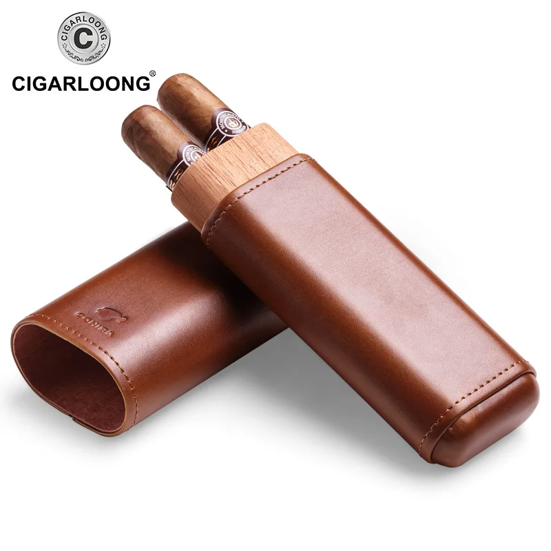 COHIBA Портативный кожаный чехол коробка для сигар из кедра и дерева|Аксессуары