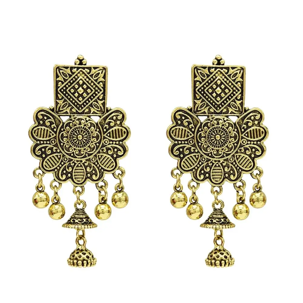 Индийский Цыганский цветок с кисточкой Jhumka серьги-подвески окисленные ювелирные