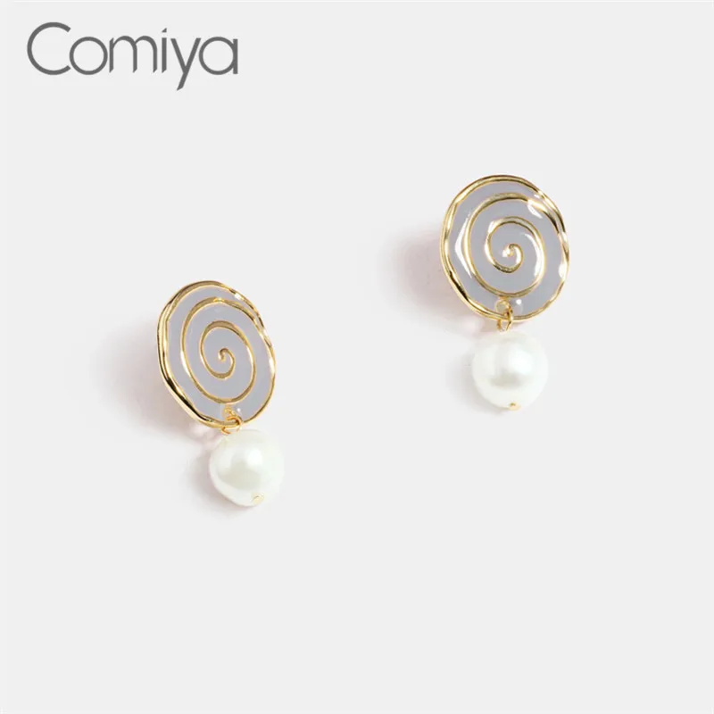 Comiya, висячие серьги для женщин, цинковый сплав, большая круглая эмалированная подвеска, индийский бохо, акриловый жемчуг, женские длинные висячие серьги, подвески