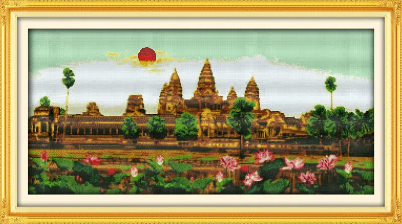 Ангкор Ват, напечатанный на холсте, набор для крестиков DMC Counted Chinese Cross Stitch Kits, напечатанный набор для вышивки крестиком.