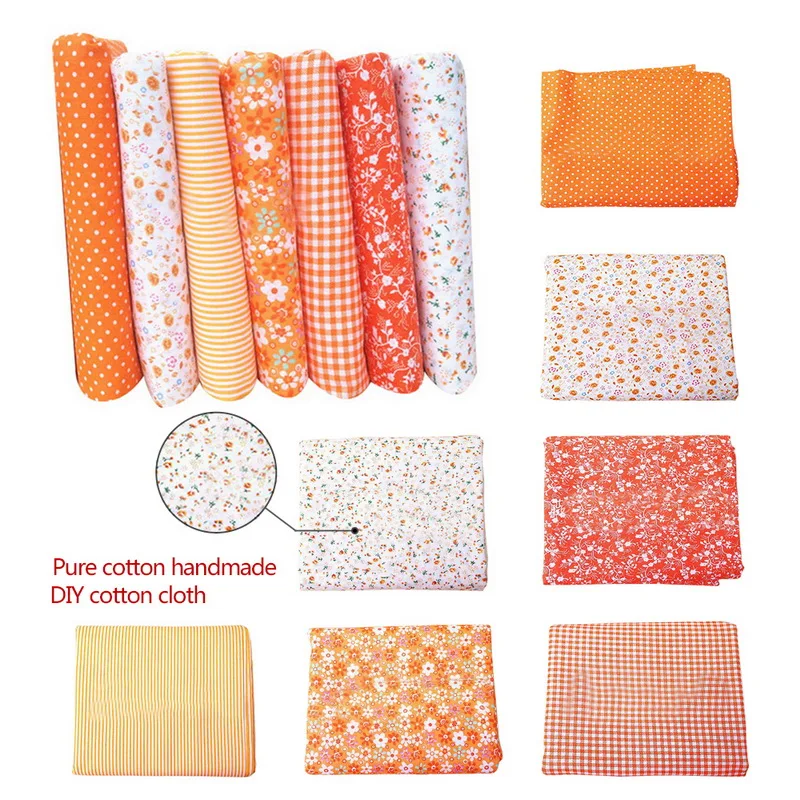Dozzlor 25x2 5 см/50x50 см 7 шт. хлопковая ткань с оранжевыми цветами для шитья кукол
