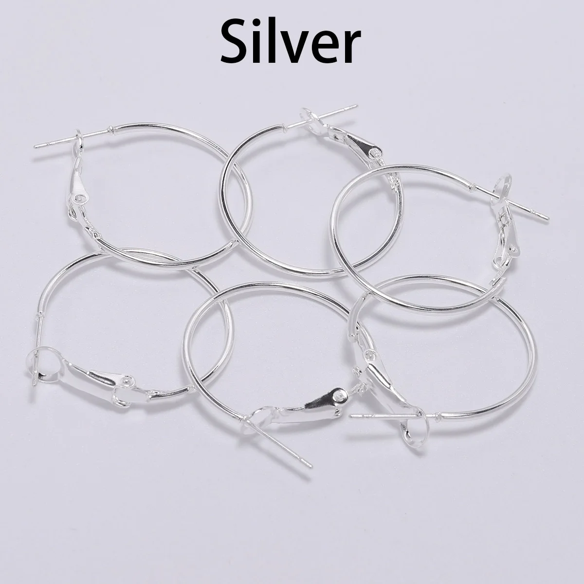 Silver 10 шт./лот 30 40 50 60 70 мм круглый большой круг обруч серьги петля установка База серьги для изготовления ювелирных изделий DIY Аксессуары - Цвет: Silver