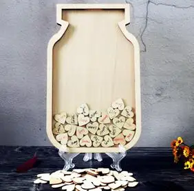 Wood Original Красивые Mason Jar Гостевая книга персонализированные деревенский Свадебный Гостевая книга Альтернатива Свадебные признаки Top Drop деревянные сердечки Обручение - Цвет: Wood Original