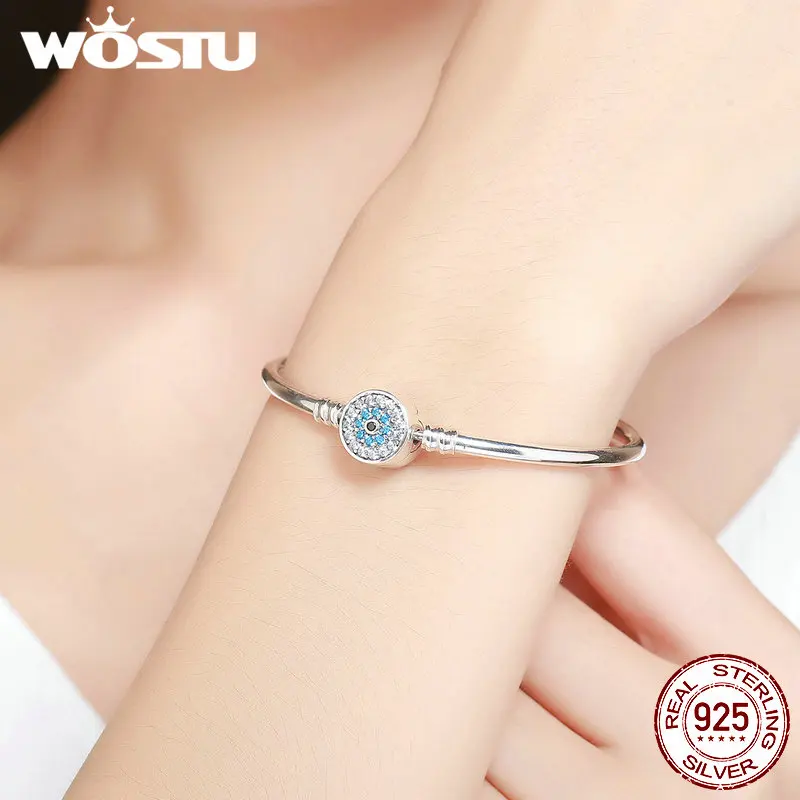 

WOSTU 100% 925 Sterling Silver The Eye Of Samsara Bangle For Women Fit DIY Charm Bracelets Fashion Jewelry FIB012