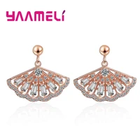 earrings 925 sterling silver crystal columns fans vintage elegance style town travel souvenirs for women