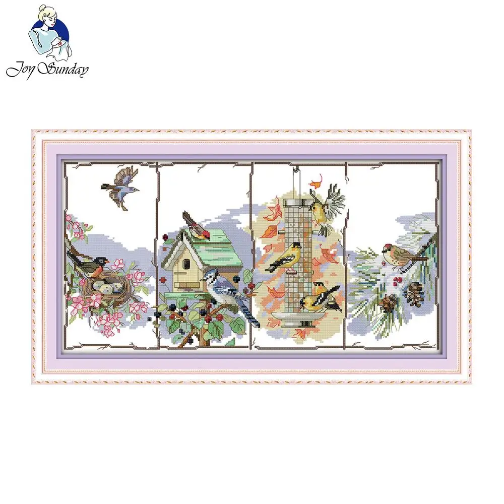 

Набор для вышивки «Птицы четырех сезонов», наборы для вышивки крестиком «сделай сам», домашняя вышивка, Прямая продажа с фабрики