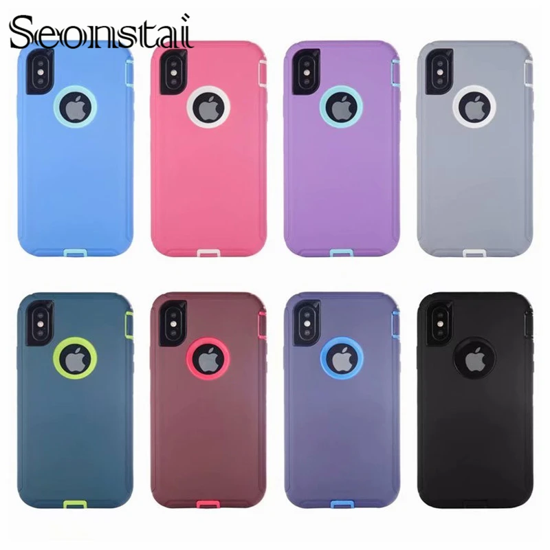Защитный чехол для iPhone7 6 Plus 6s 8 8plus X 3 в 1 резиновый Гибридный тяжелый