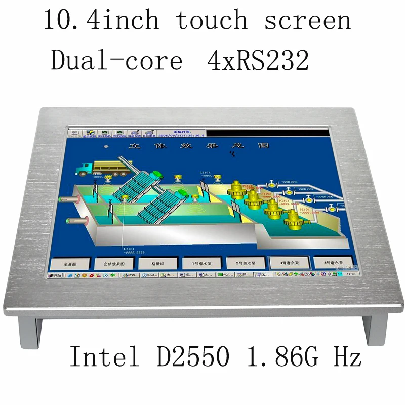 

10.4 inch Touch screen Industrial panel pc support windows 10 XP system 4Gb ram 64Gb rom 2*LAN Fanless All in one pc