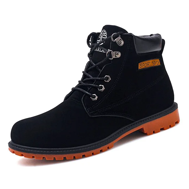 Autumn Men Ankle Boots Lace Up Men Fashion Mens Cowboy Boots Working Shoes Man Safety Timber Land Shoes Martin Army Boots - Цвет: Черный