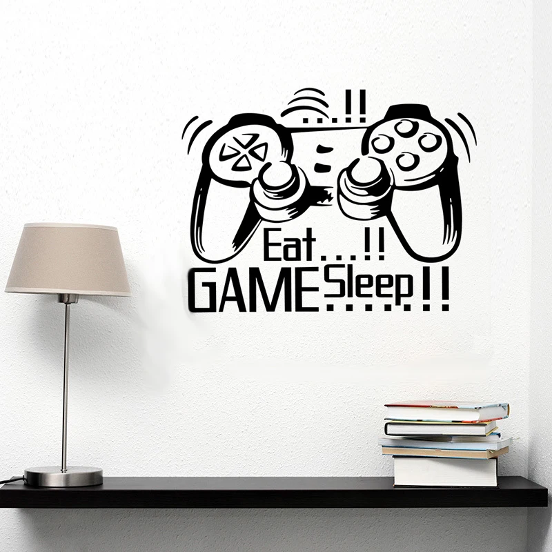Игровой геймпад Eat Sleep настенная наклейка для мальчиков игровой комнаты спальни