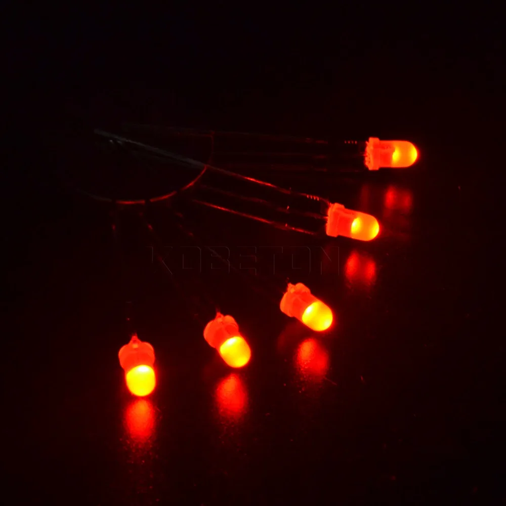 100 шт. Светодиодная лампа 3 мм контактный круглый рассеянный красный и зеленый два