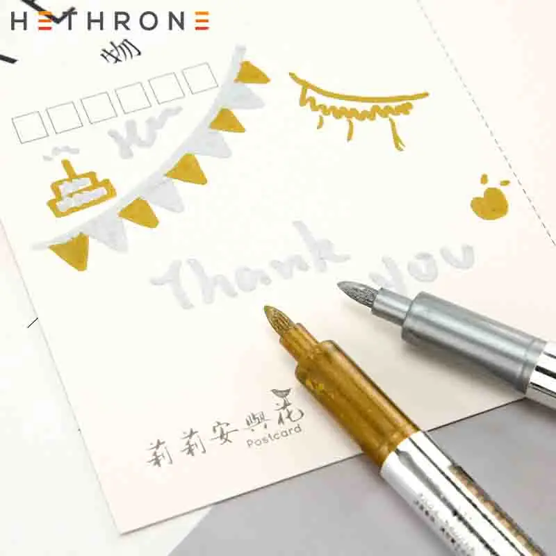 Hethrone 4 шт. золотые Маркеры Ручка для рисования Перманентная металлическая краска
