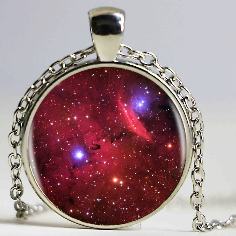 Хит продаж ожерелье с логотипом Галактики изображением туманности серебро