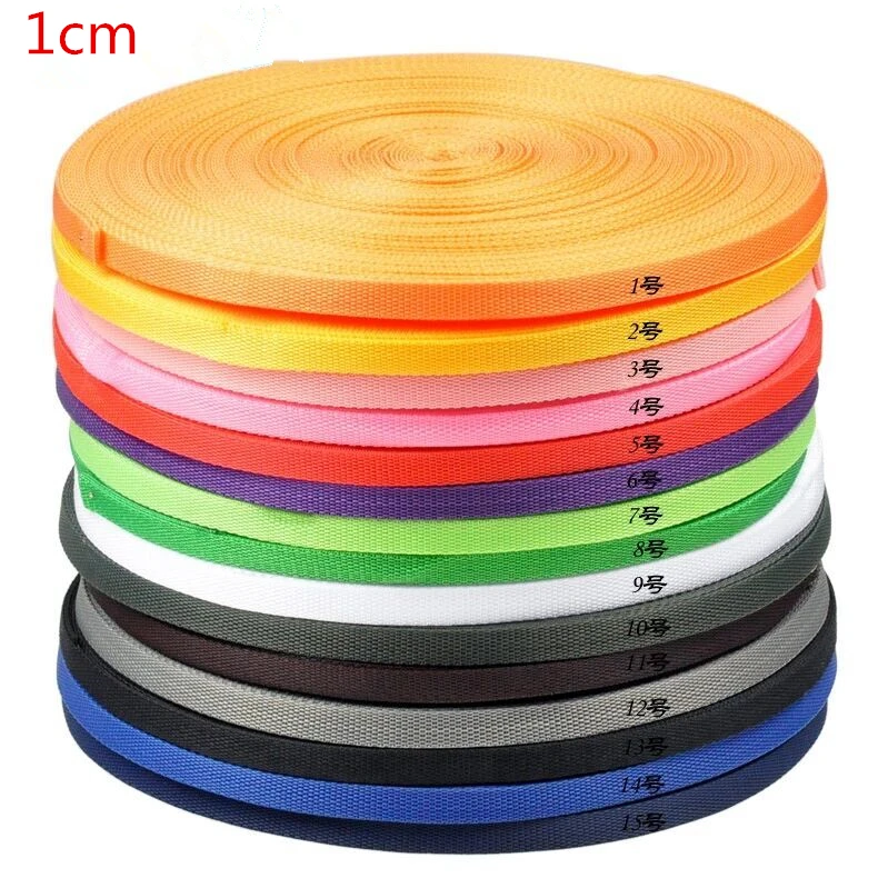 

1cm*45 meters Colorful Polypropylene Webbing ribbon straps bias tapes PP Webbing for hand made sewing accessories