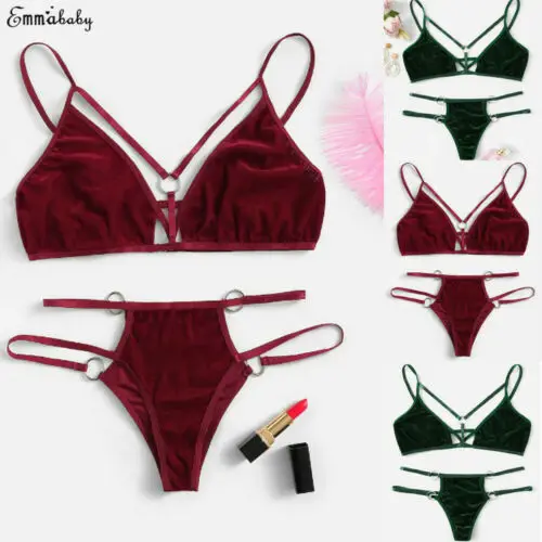 Женский сексуальный однотонный комплект бикини бандажный модный бюстгальтер из