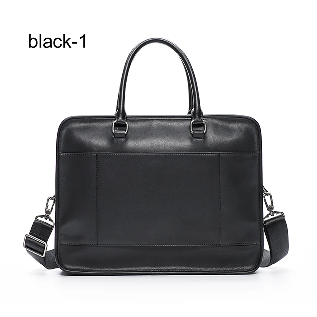 black 1 Большой Вместительный мужской портфель из натуральной кожи, мужская деловая сумка, мужская сумка через плечо, сумка от известного бренда, дизайнерский мужской портфель - Цвет: black 1