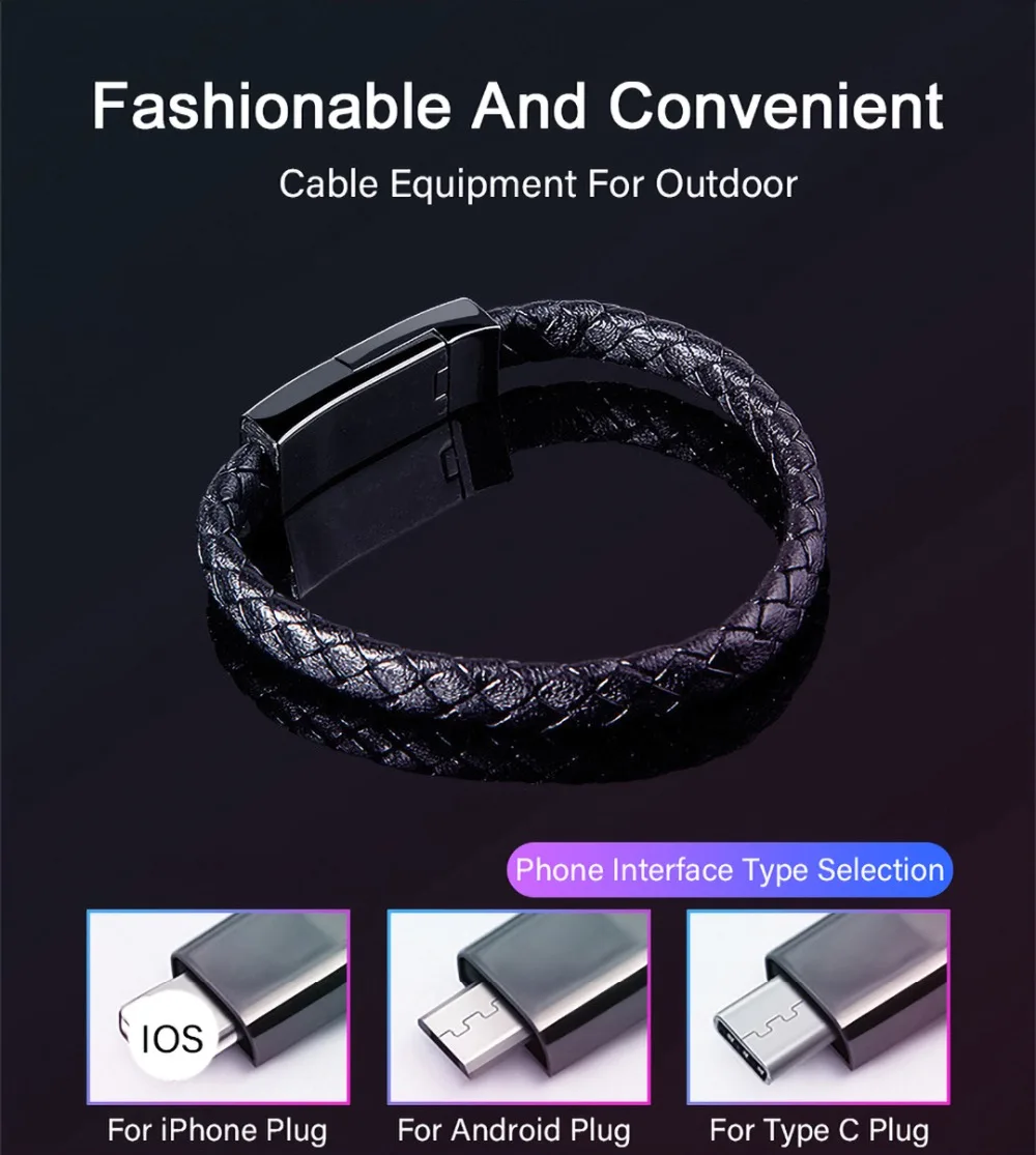 USB телефон зарядное устройство кабель браслет кабель для передачи данных для мобильного телефона Быстрая зарядка быстрая для iphone 6 7 8 X plus/huawei P30 провод Прямая поставка