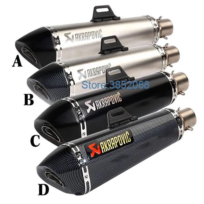 Laser Mark Motorcycle Akrapovic Exhaust Muffler Carbon Fiber Color ID:51mm Universal Motorbike Escape Damper |