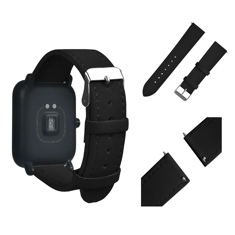 20 мм ремешок для часов из натуральной кожи Xiaomi Huami Amazfit Bip браслет на запястье