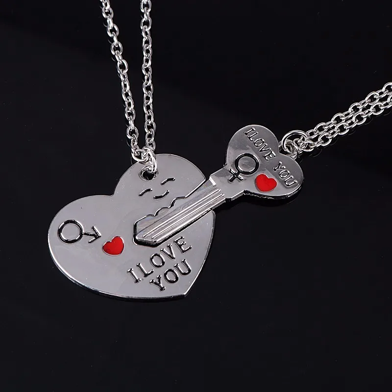 2 шт./компл. романтическая пара ожерелья выгравировать с надписью I Love You Heart &amp