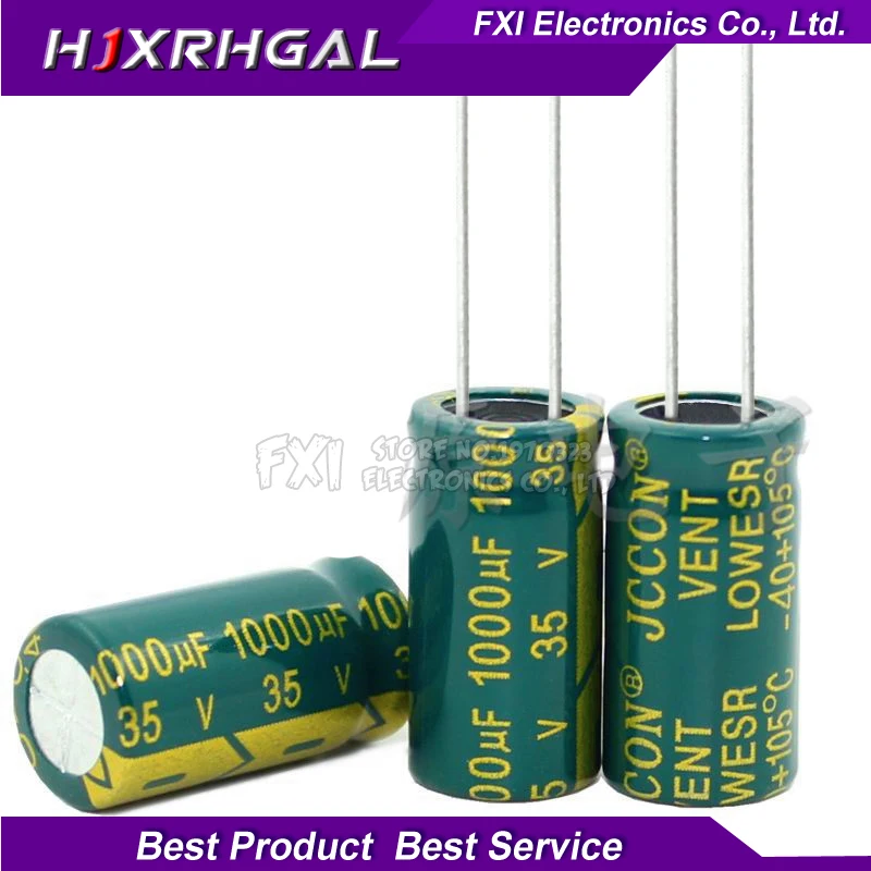 10 шт. 35v1000uf 1000uf35v 10*20 35 В 1000 мкФ 10x20 электро электролитический конденсатор |