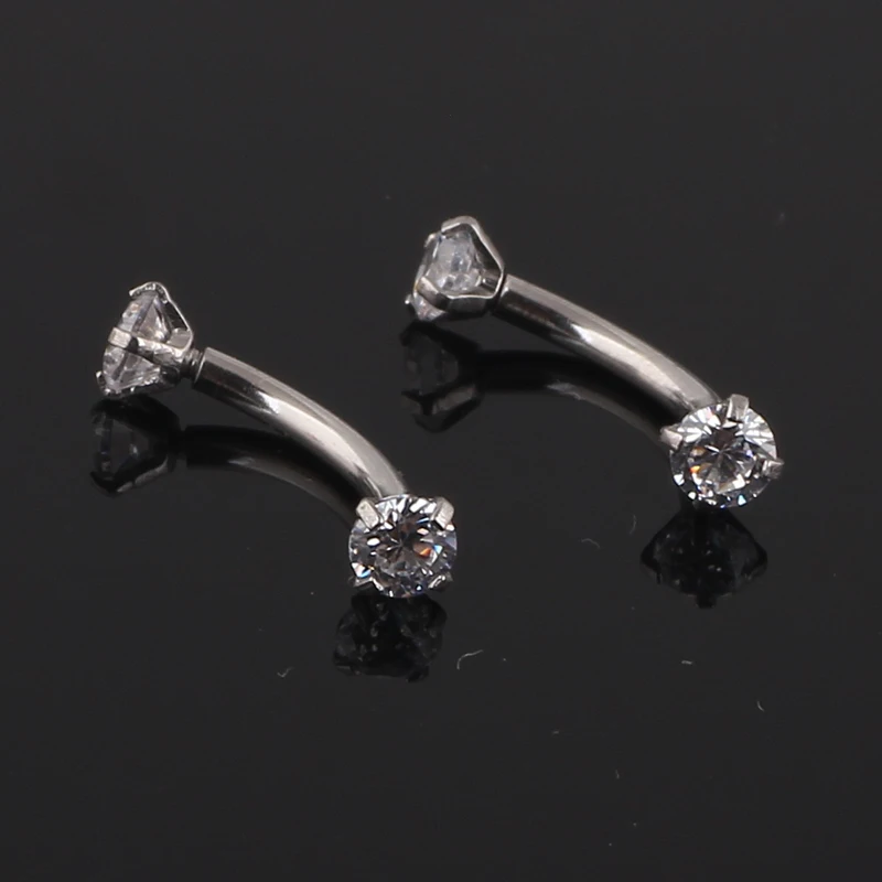 Tragus Earring Internally Thread Cubic Zircon Stainless Steel Curved Barbell Piercing Eyebrow Ring Body Jewelry | Украшения и