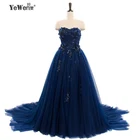 Женское вечернее платье, длинное синее платье трапециевидной формы, для выпускного вечера, 2020