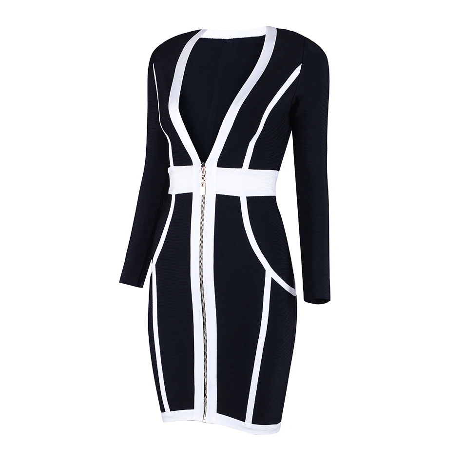 2017 сексуальное женское вечернее платье с длинным рукавом глубокий v-образный