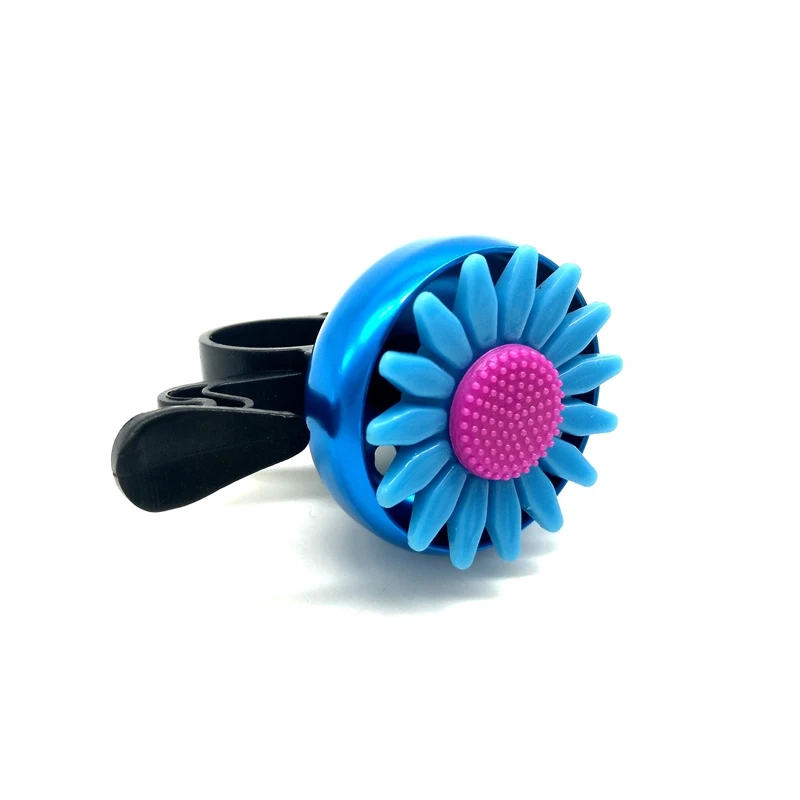 Blue Алюминиевый сплав Cuty Flower велосипед велосипедный руль кольцо Рог Звук Подсолнух колокольчик сигнализация Металл Многоцветный Полезная безопасность - Цвет: Blue