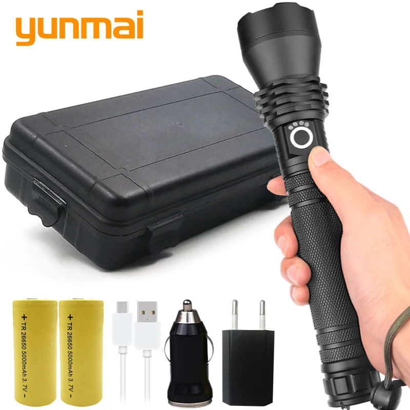 Перезаряжаемый высокомощный тактический светодиодный фонарик Yunmai CREE XHP70.2 и XHP50 с