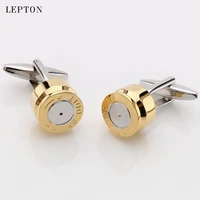 hot sale gold color bullet cuff links for men high quality lepton copper metal bullet style men shirt cuff links relojes gemelos