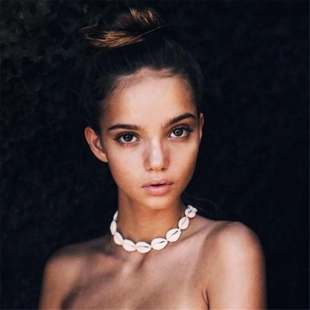 

Boho Sea Shell Choker Necklace Women Natural Shell Jewellery Chocker Simple Neckless For Girls kolye jewellery