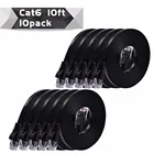 Сетевой кабель Ethernet CAT 6, 0,2510м, плоский, UTP кабель, разъем RJ45, 10 упаковок, цвет белый, черный