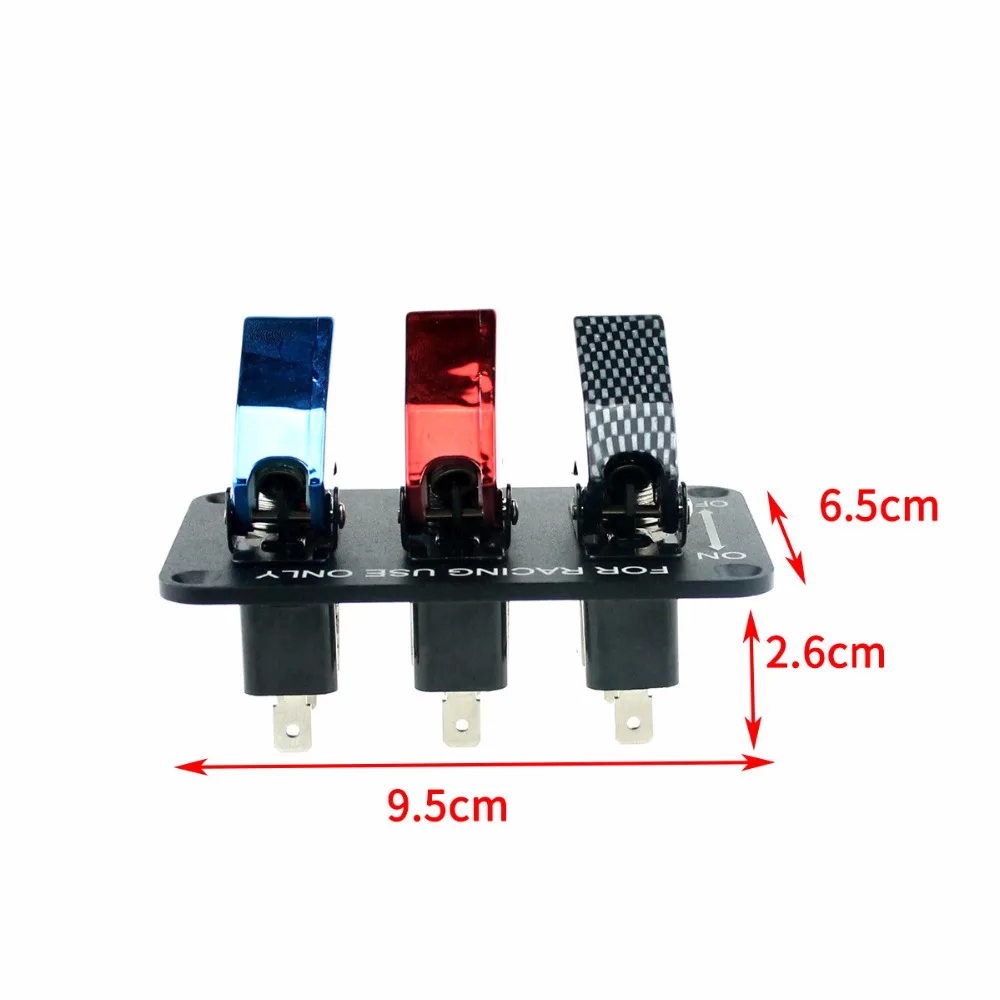 DC12V 20A Toggle Switch Panel Carbon Fiber& Red& Blue Racing Car Switch Panel for Racing Car with cable