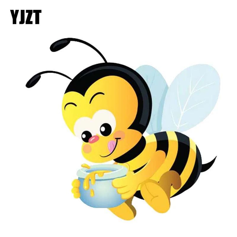 

YJZT 14.6CM*13.8CM Bees That Eat Honey PVC Cartoon Decal Car Sticker 12-300596