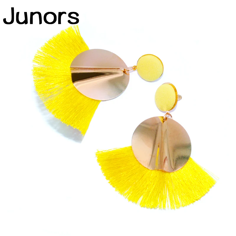 Богемные металлические серьги с кисточками Женские винтажные большие зеленые