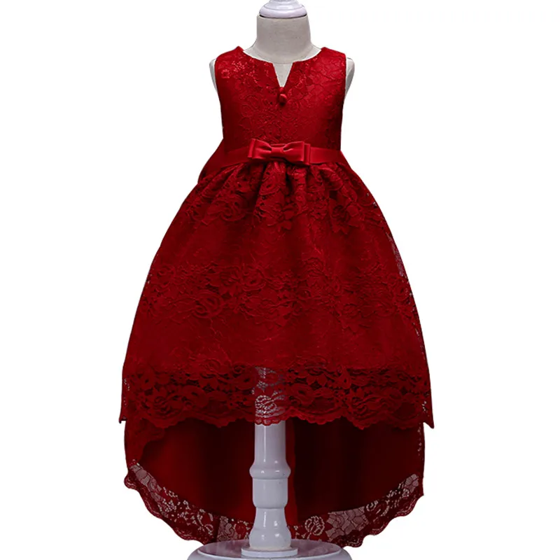 rose Red Новое поступление года; летнее платье для маленьких девочек от 3 до 14 лет; 6 цветов свадебное платье белые кружевные вечерние платья - Цвет: rose Red